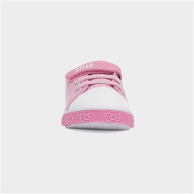 Kids Pink Easy Fasten Canvas Shoe