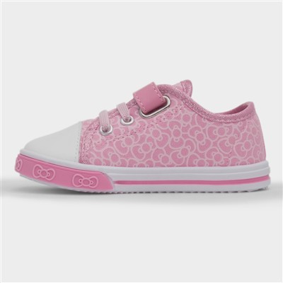 Kids Pink Easy Fasten Canvas Shoe