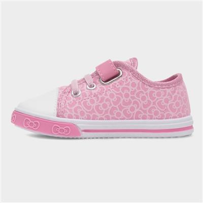 Kids Pink Easy Fasten Canvas Shoe