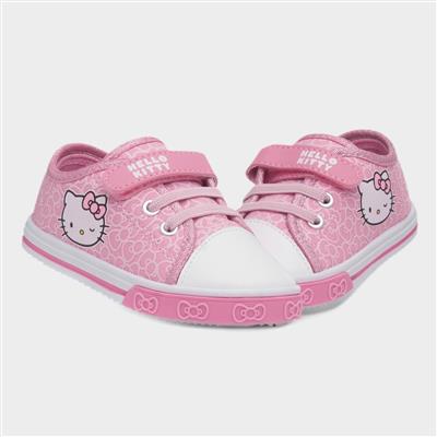 Kids Pink Easy Fasten Canvas Shoe