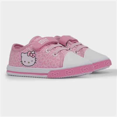 Kids Pink Easy Fasten Canvas Shoe