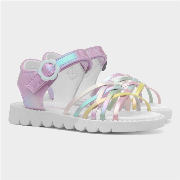 Carly Girls Multi Shiny Strappy Sandal