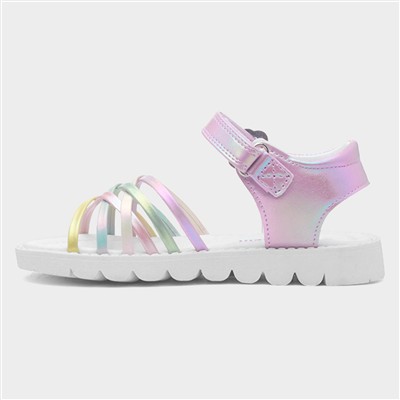 Carly Girls Multi Shiny Strappy Sandal
