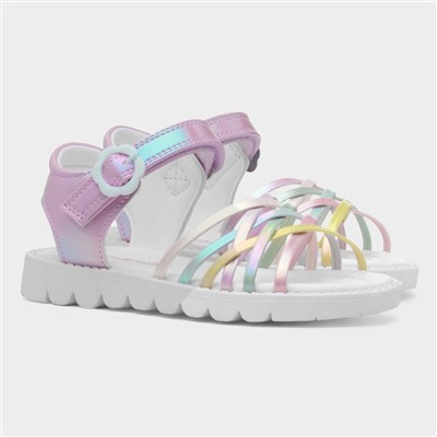 Carly Girls Multi Shiny Strappy Sandal