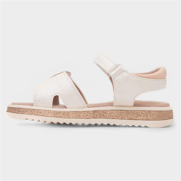 Abbey Girls White Heart Flat Sandal