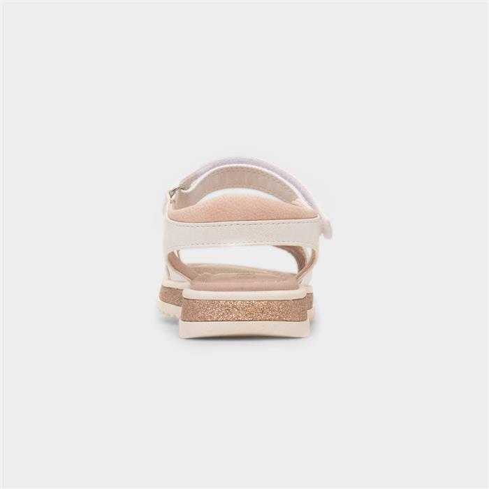 Abbey Girls White Heart Flat Sandal