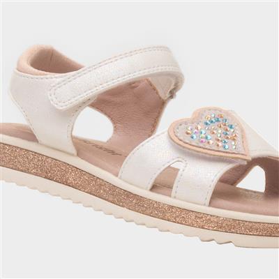 Abbey Girls White Heart Sandal