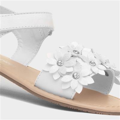 Faron Girls White Flower Sandal