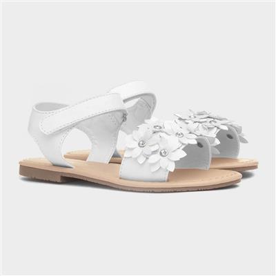 Faron Girls White Flower Sandal