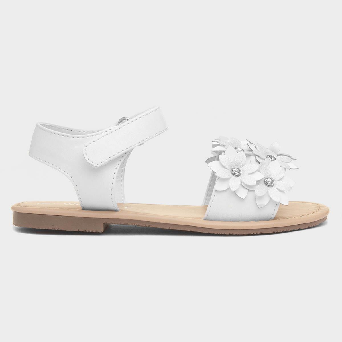 Faron Girls White Flower Sandal