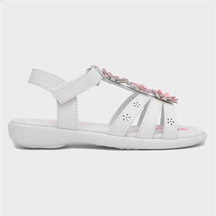 Caylee Girls White Flower Strappy Sandal