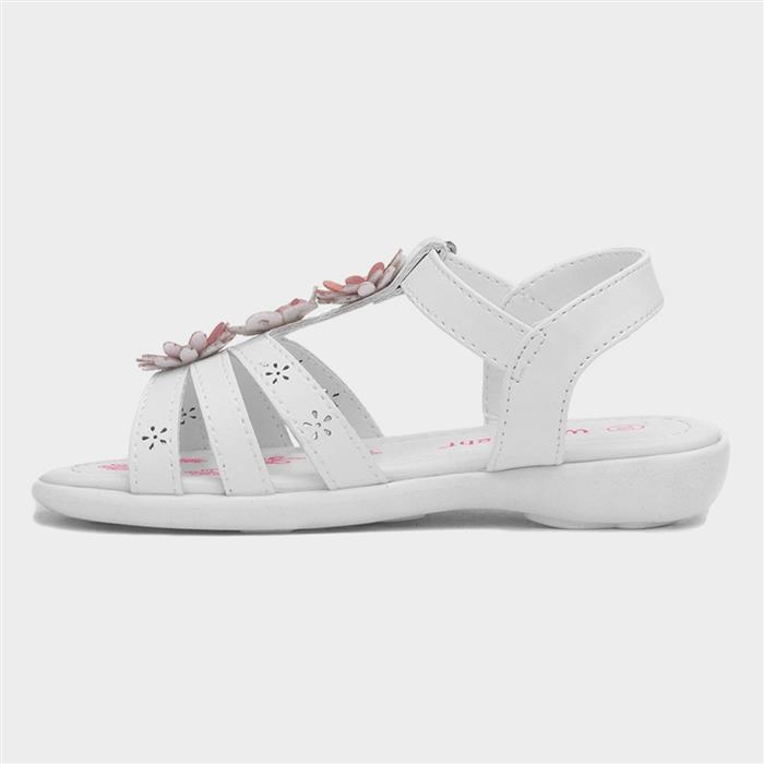 Caylee Girls White Flower Strappy Sandal