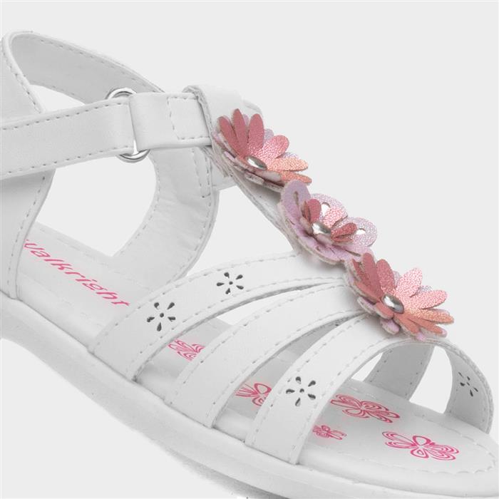 Caylee Girls White Flower Strappy Sandal