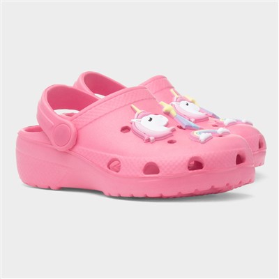 Girls Pink Unicorn Slip On EVA Clog