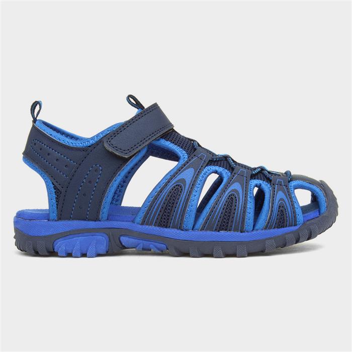 Boys Navy Easy Fasten Closed Toe Sandal