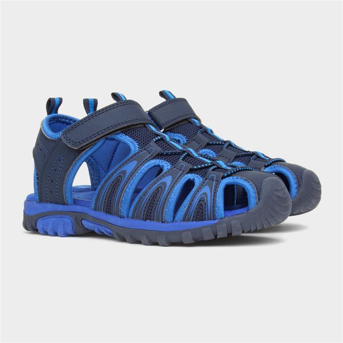Boys Navy Easy Fasten Closed Toe Sandal