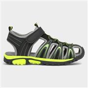 Red Fish Boys Black Easy Fasten Closed Toe Sandal (Click For Details)