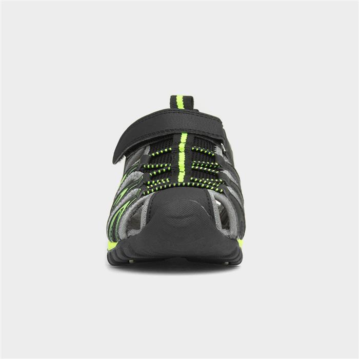 Boys Black Easy Fasten Closed Toe Sandal