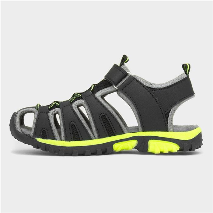 Boys Black Easy Fasten Closed Toe Sandal