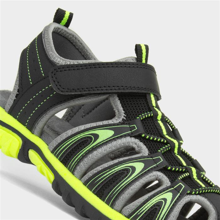 Boys Black Easy Fasten Closed Toe Sandal