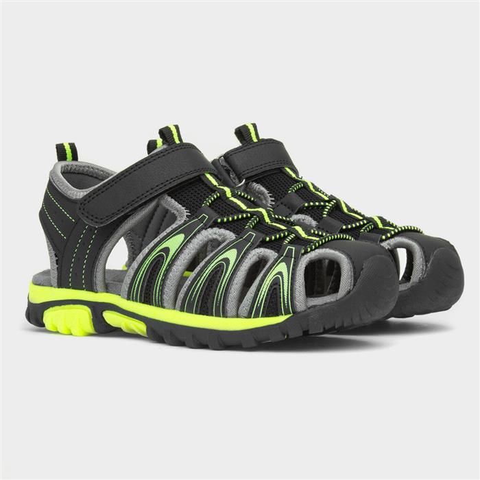 Boys Black Easy Fasten Closed Toe Sandal