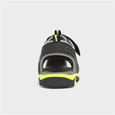 Boys Black Easy Fasten Sandal