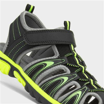 Boys Black Easy Fasten Sandal