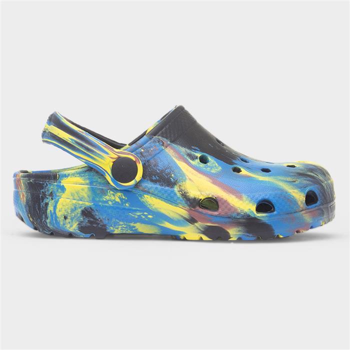 Boys Black Multi Marble Slip On EVA Clog