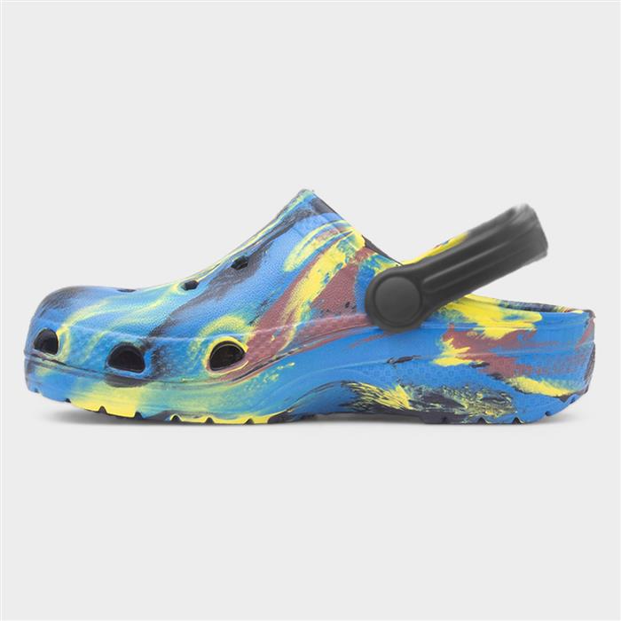 Boys Black Multi Marble Slip On EVA Clog