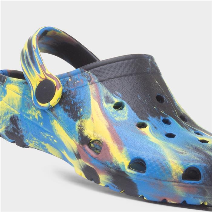 Boys Black Multi Marble Slip On EVA Clog