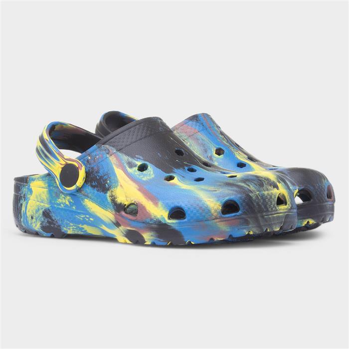 Boys Black Multi Marble Slip On EVA Clog
