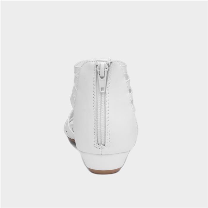 Girls White Diamante Zip Up Strappy Sandal