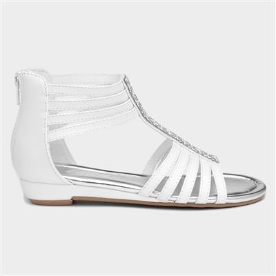 Isabel Kids White Diamante Sandal