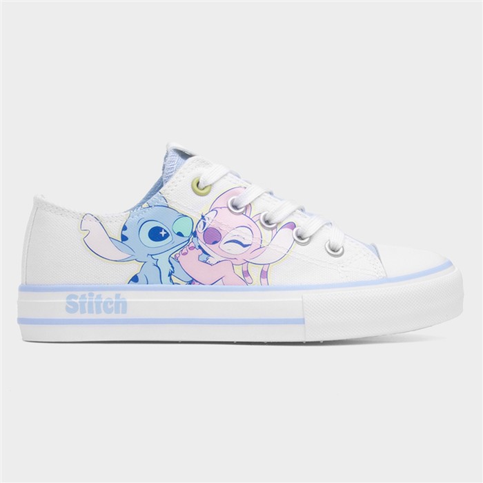 Disney Stitch Girls White Lace Up Character Canvas Size 35