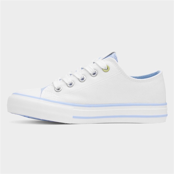 Girls White Lace Up Character Canvas