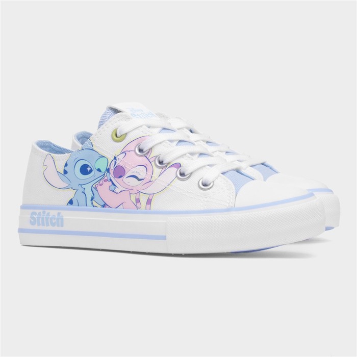 Girls White Lace Up Character Canvas