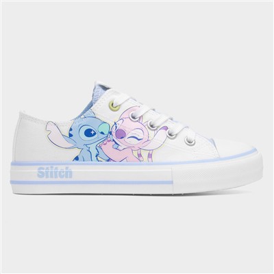 Girls White Lace Up Canvas