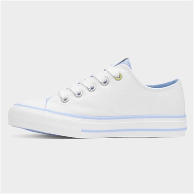 Girls White Lace Up Character Canvas