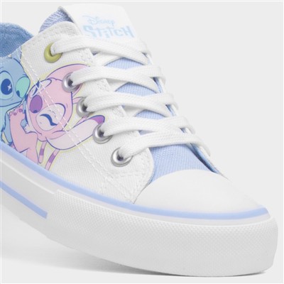 Girls White Lace Up Character Canvas