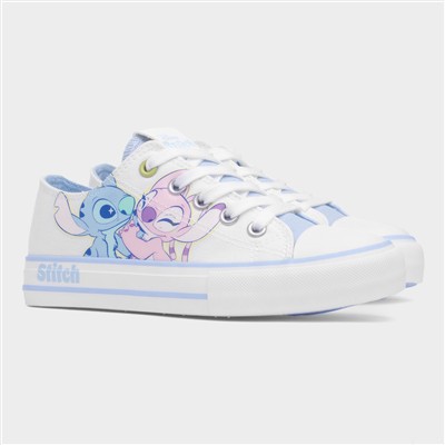 Girls White Lace Up Canvas