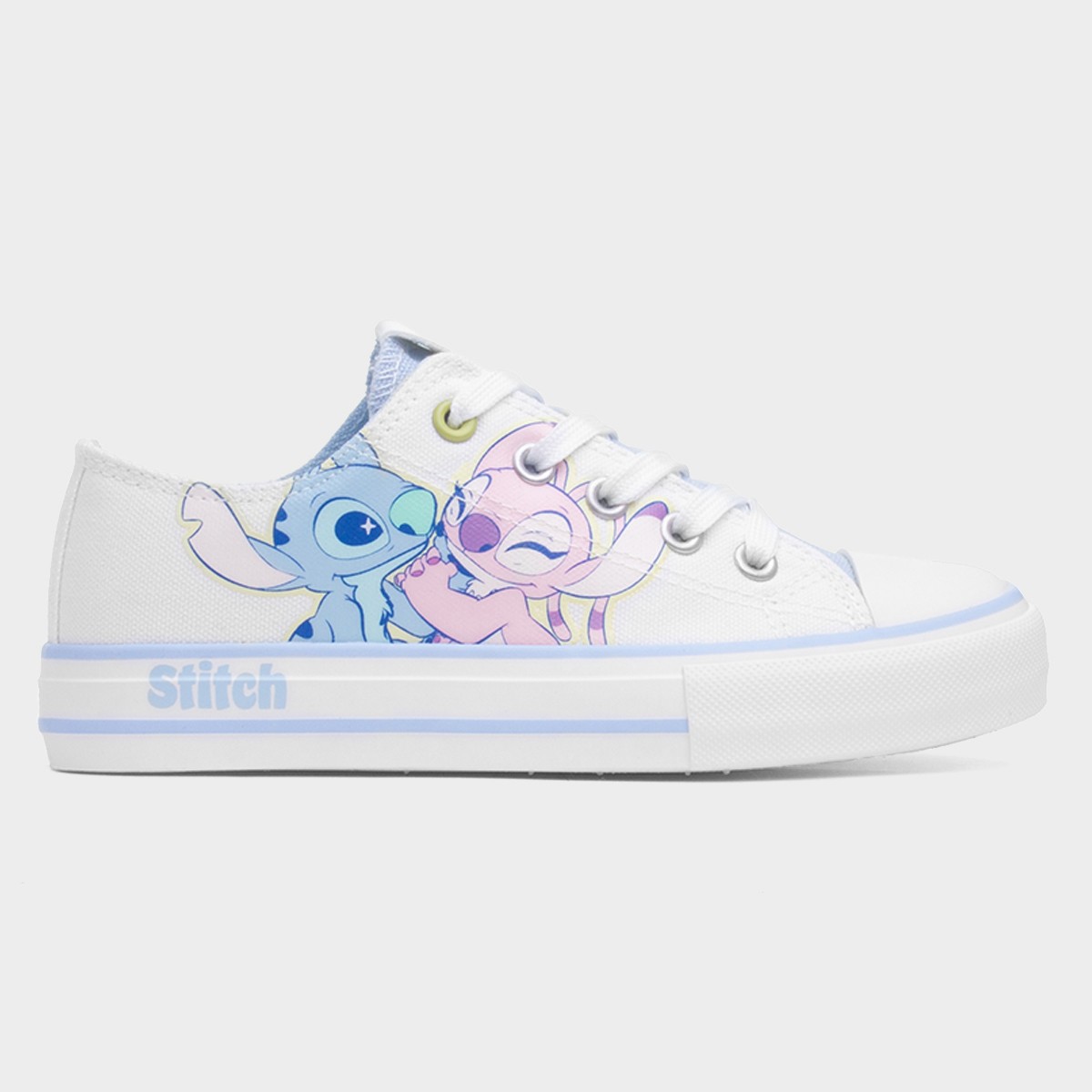 Girls White Lace Up Character Canvas