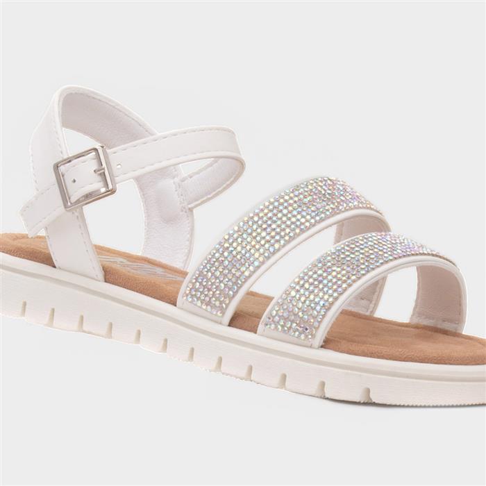 Snowdonia Girls White Buckle Sandal