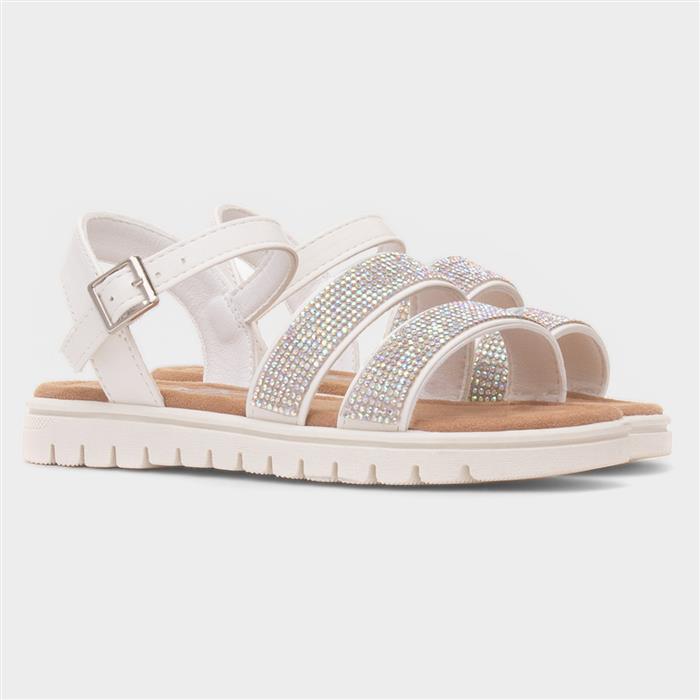 Snowdonia Girls White Buckle Sandal