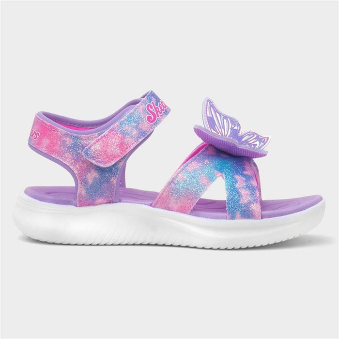 Skechers Girls Purple Jumpsters Lavender Light Up Sandal Size 36