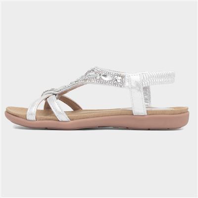 Cadance Girls Silver Diamante Sandal