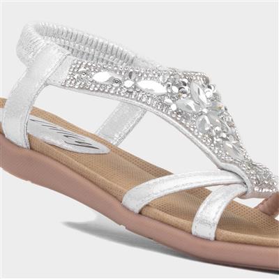 Cadance Girls Silver Diamante Sandal