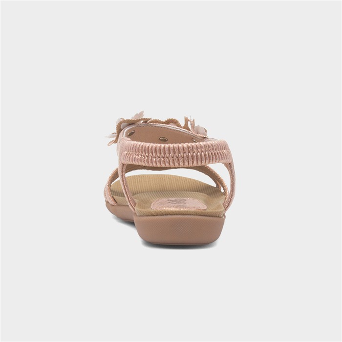 Girls Rose Gold Flower Slip On Sandal