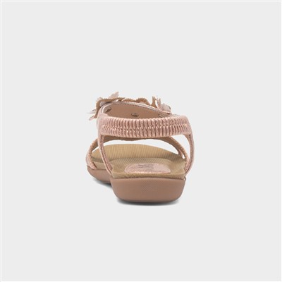 Girls Rose Gold Flower Slip On Sandal