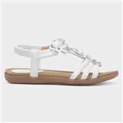 Lilley Girls White Diamante Flower Flat Sandal (Click For Details)