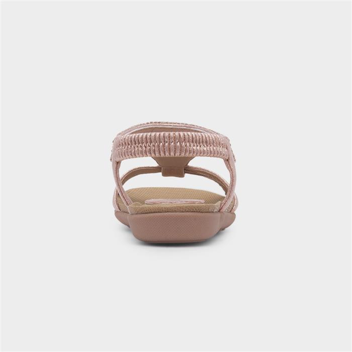 Girls Rose Gold Diamante Slip On Sandal